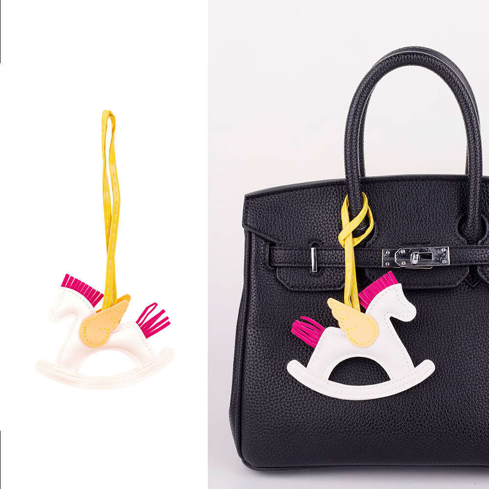 Childlike Series Handmade Patchwork Rare Leather Rocking Horse Little Pegasus Car Hanging Ornament Bag Pendant