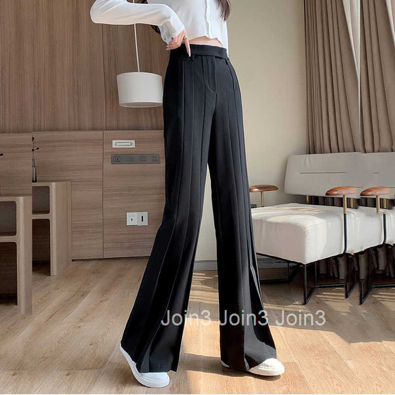 Fashionable Petite High-Waisted Wide-Leg Pants Spring and Autumn New Loose Flared Suit Floor-Length Pants Plus Size Womens Clothing Red Book