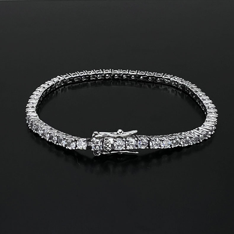 Tennis Chain Inlaid Full Dia Zircon Bracelet Gold-Plated Copper Jewelry