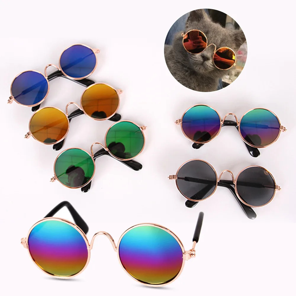 Dog Glasses Pet Vintage Round Cat Accessories Puppy Pos Props Decorations for Dogs Reflection Eyewear Glasses 250729