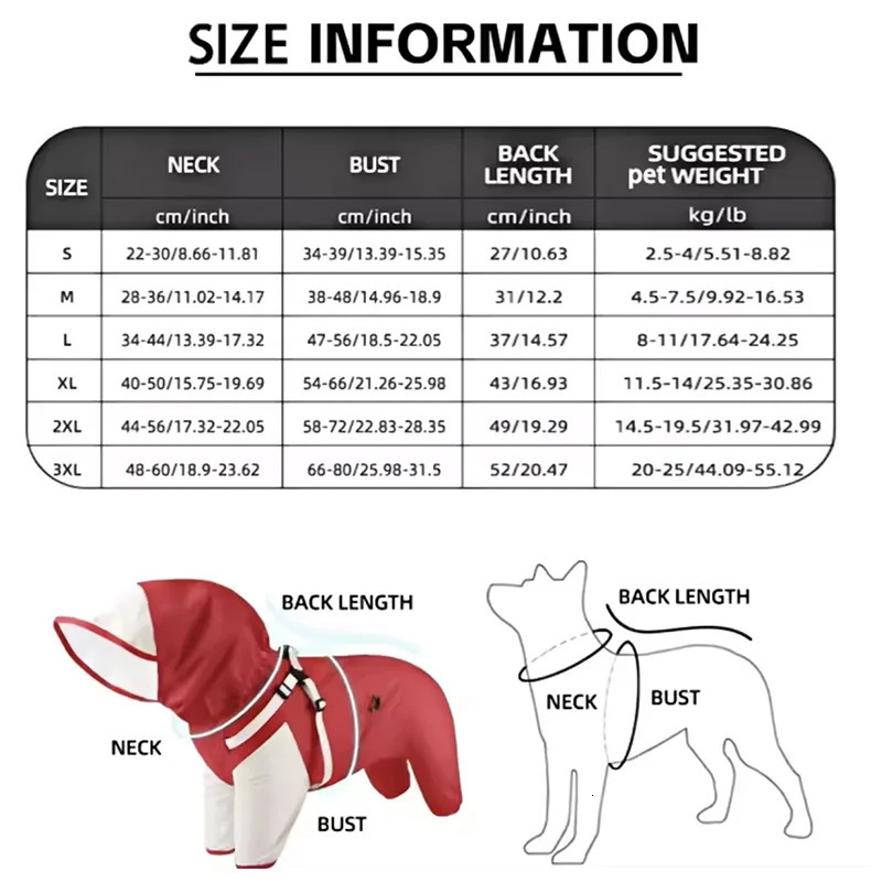 Pet Dog Waterproof Coat Puppy Hooded Jacket for Rainy Day Outdoor Raincoat Reflective Clothing Small Medium Large Dogs 250729