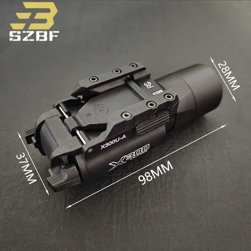 Sotac Tactical SF X300 X300U Ultra LED 400 lumens Metal Pistol Weapon Light Fits 20mm Rail Airsoft Hanging Hunting Flashlight XJ250728