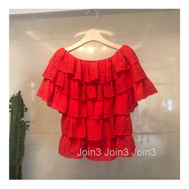 Summer New Fashion Elegant Off-Shoulder Ruffle Cake Short Sleeve Top for Women Internet Celebrity Doll Blouse