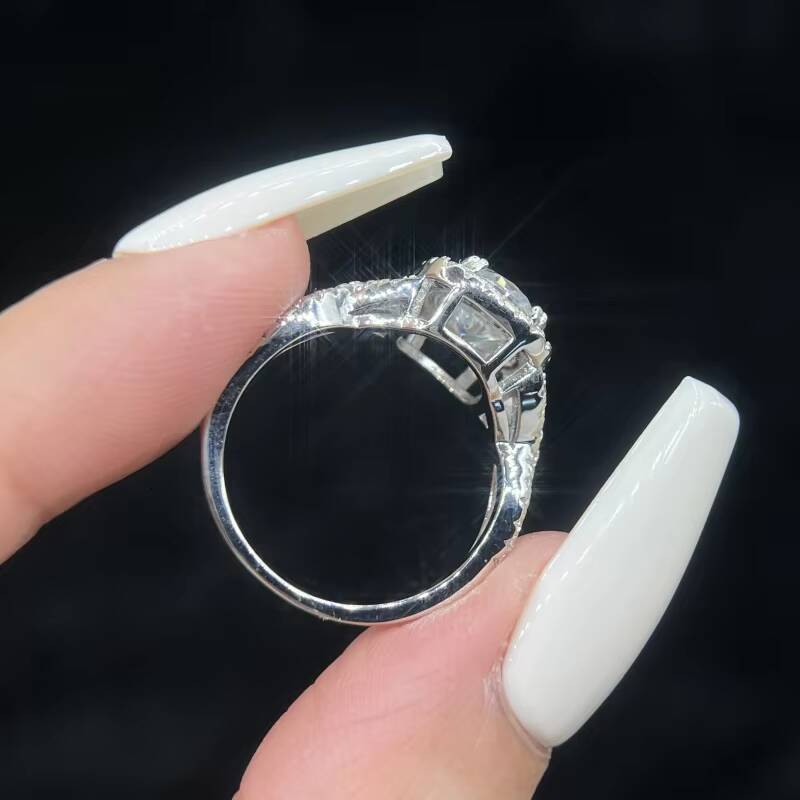 Luxury vvs 1 Ct 6.5mm Halo Moissanite Diamond Wedding Ring Set Pure S925 Sterling Silver for Women Jewelry