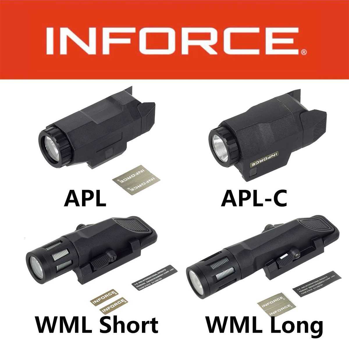 Tactical Airsoft INFORCE WML APL Nylon Scout Light AR15 Rifle Weapon Flashlight LED Hunting Spotlight Gun Lamp Fit 20mm Rail R250728