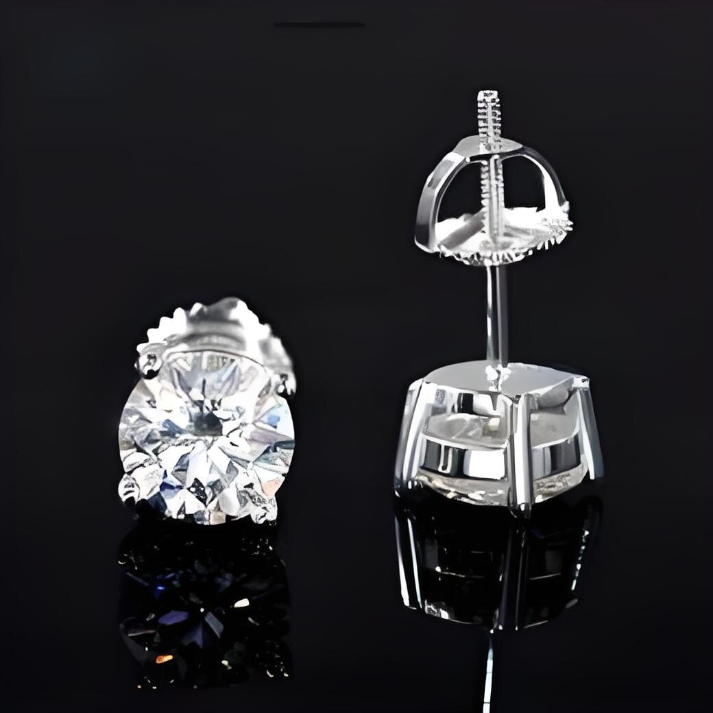 ic 8mm 2CT Mossanite Earrings Screw Back Jewelry Sterg Sier VVS Moissanite Dia Ear Stud For Men Women Free shipping