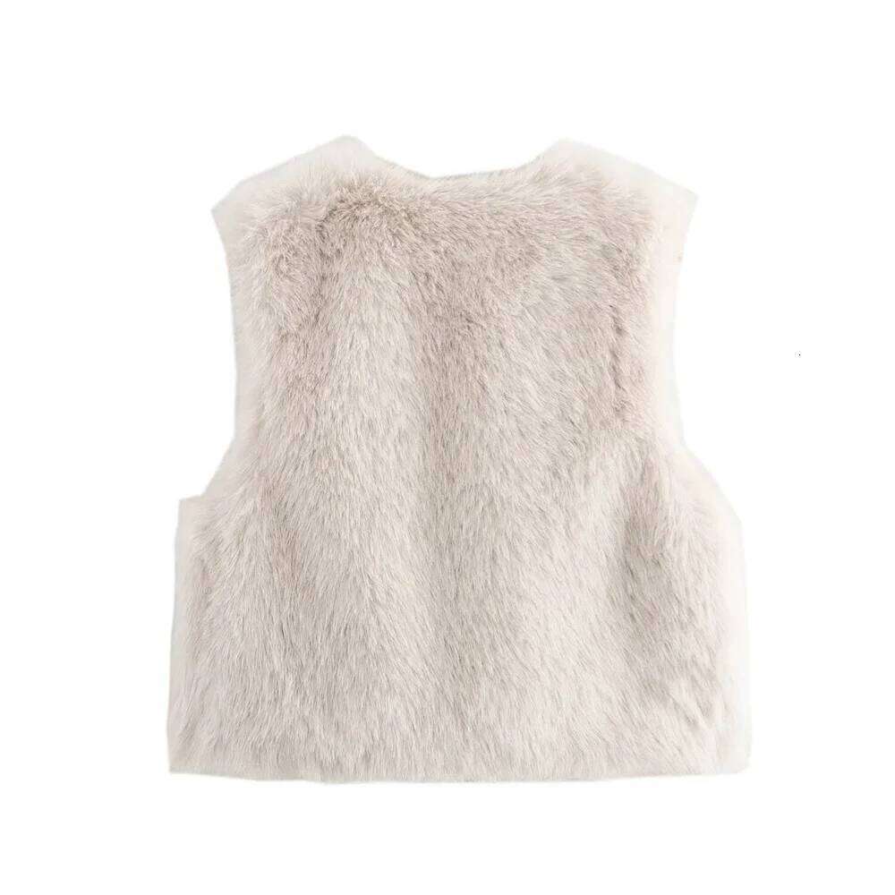 Pb&Za2024 Autumn New Women's Clothing Temperament Commuting Loose Round Neck Artificial Fur Effect Sleeveless Vest