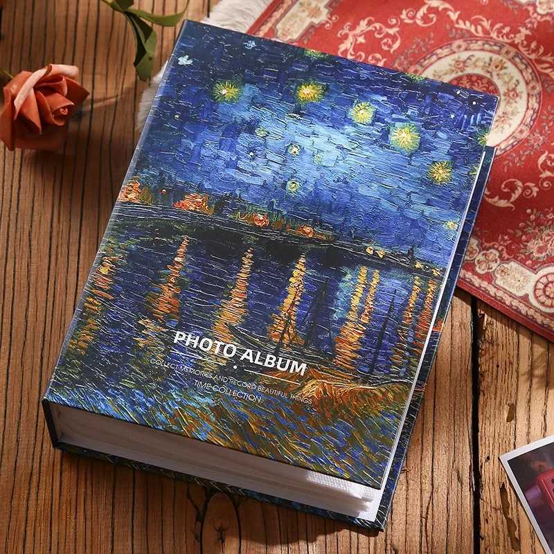 5 Inch Insert Oil Painting Large Capacity Family Photo Album Book Couples Memorial Album 200 Photos Baby Growth Album Z250729