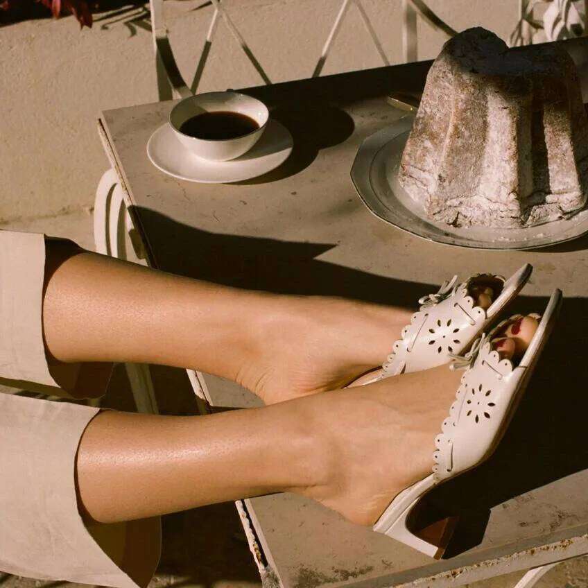 Low Shoes Ladies' Slippers Women Heels Square Heel Rubber Flip Flops Butterfly-Knot High Block Genuine Leather Hawaiian Fretwork