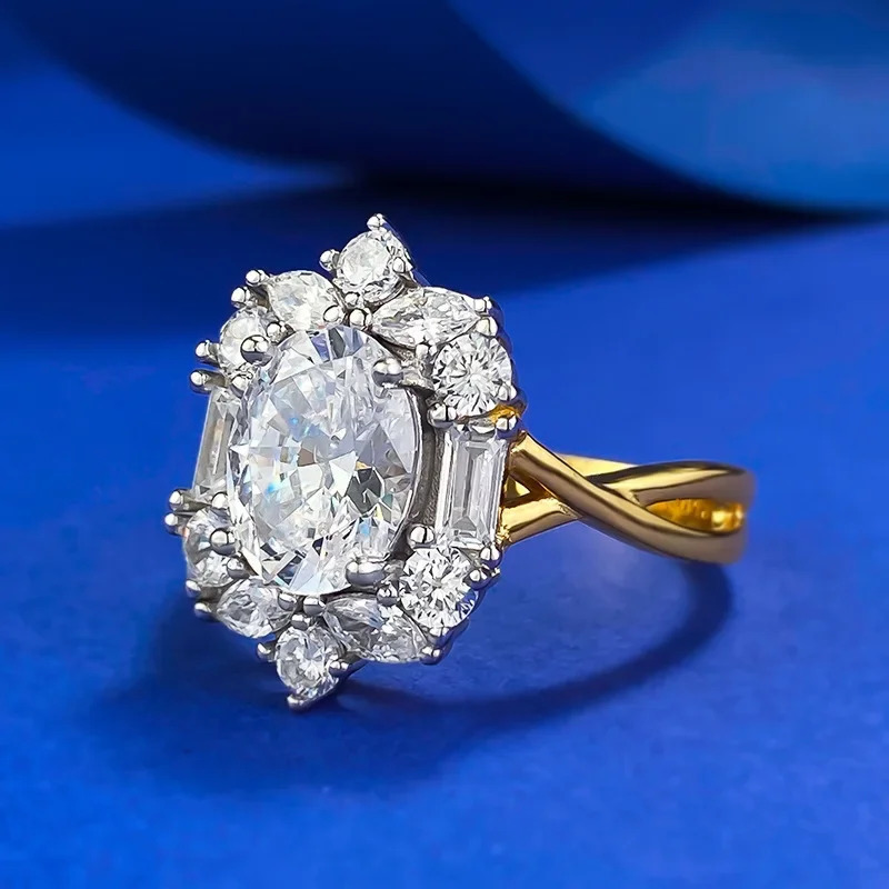 14K Gold Vintage Lab Diamond Ring 100% Real 925 Sterling Silver Party Wedding Band Rings for Women Engagement Jewelry Gift 250729