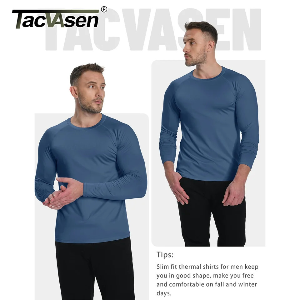 Tacvasen fleece lined tshirts mens thermal long sleeve t shirts winter autumn athletic workout base layer pullover tops male 250729