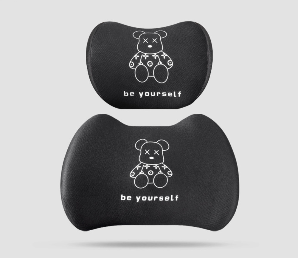 Gentleman Bear Car Headrest Cute Memory Foam Soft Car Bear Neck Pillow Cartoon Comfortable Car Headrest Seat Cover Interior o250728