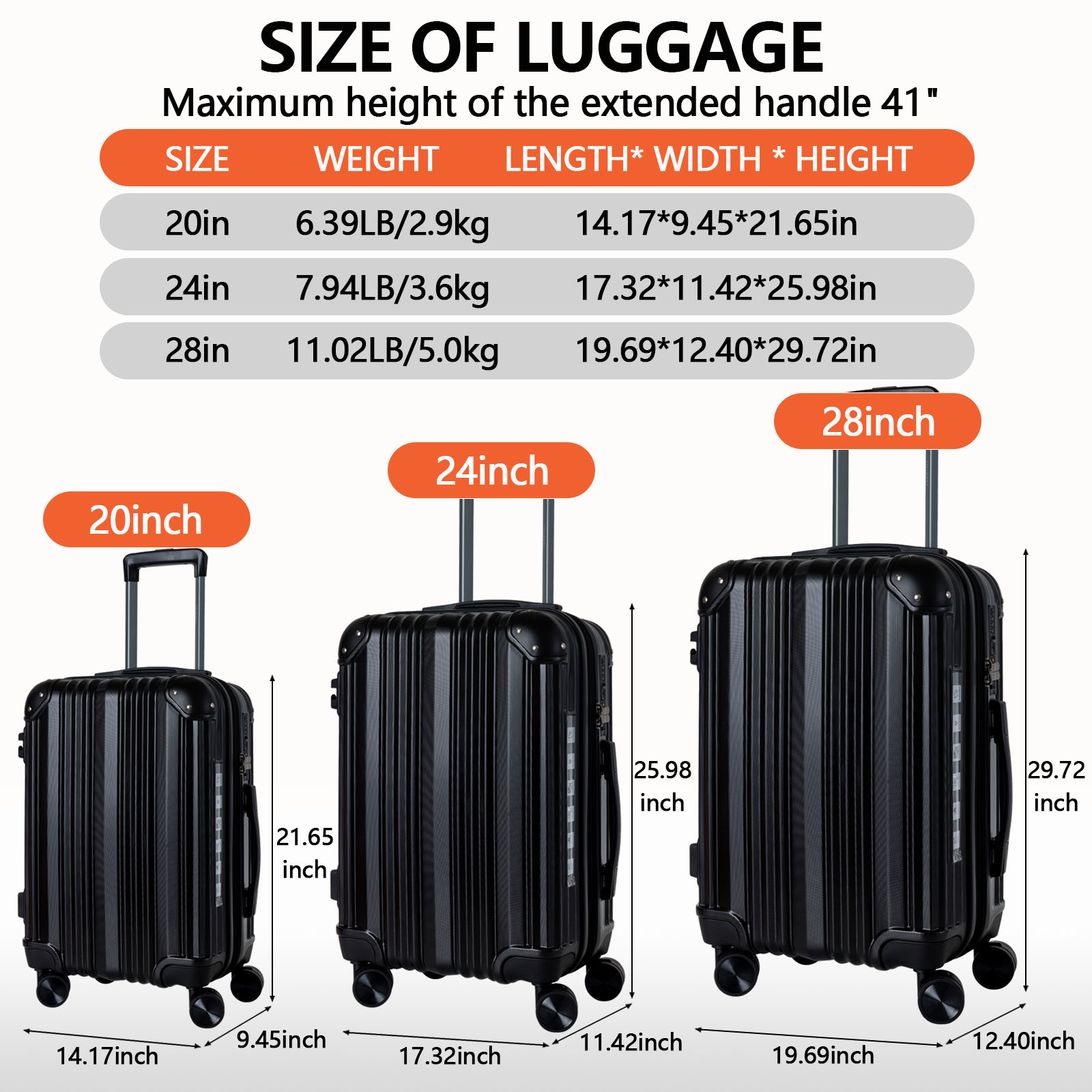 TSA-Accepted Expandable Luggage Sets 3 - ABS Carry On Suitcase for International Travel & Corporate Business Trips