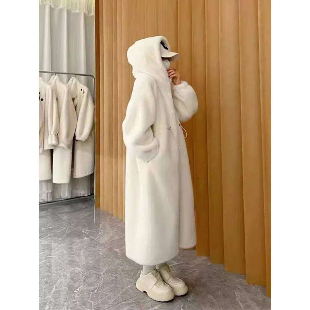 2025 New Outwear Female Winter Loose Cotton-Padded Jacket Thickened Long Hooded Mink Cashmere Mao Coat