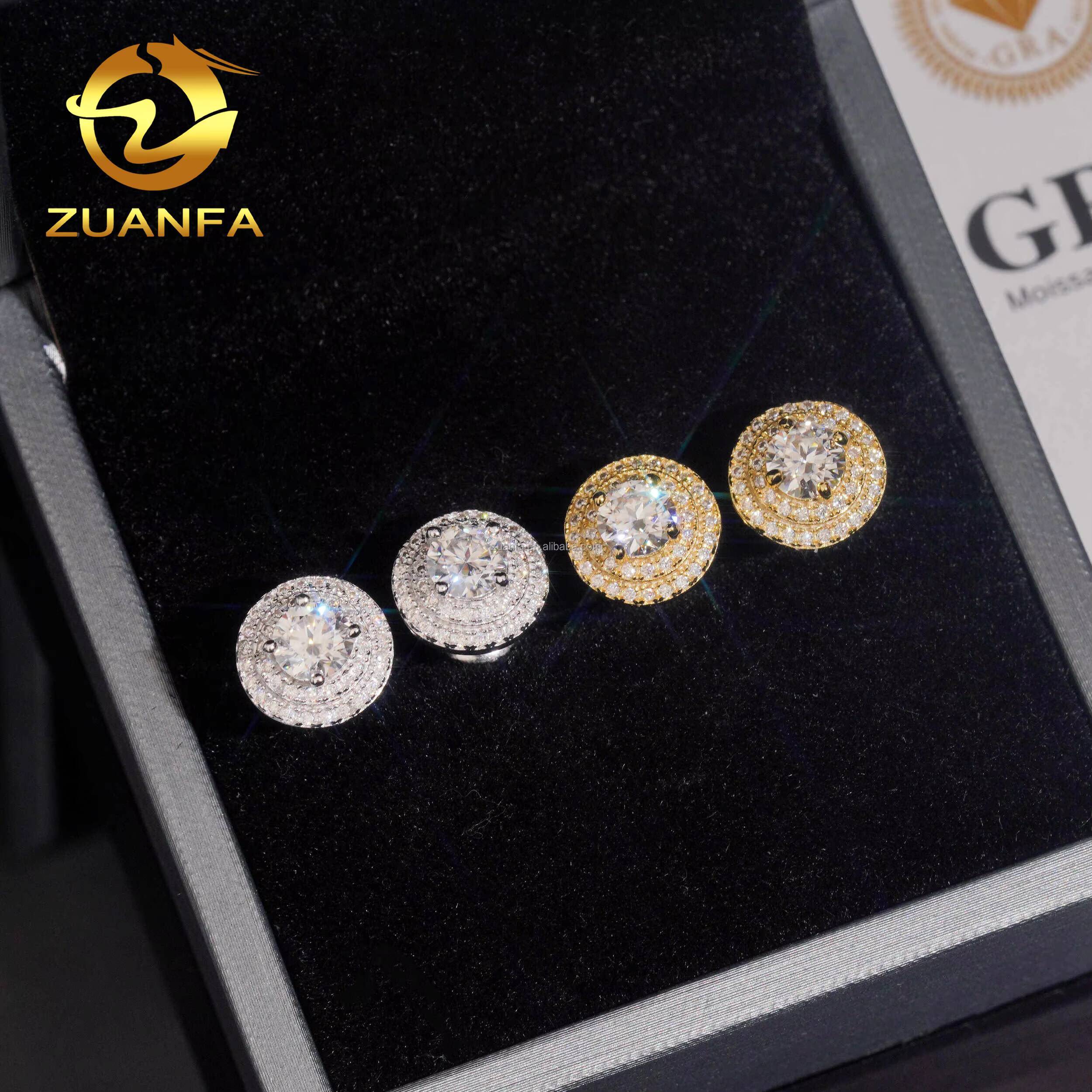 Fashion Luxury in America Warehouse Earring Jewelry Iced Out Hip Hop S925 Screw Back VVS1Round Brilliant Moissanite Stud Earring