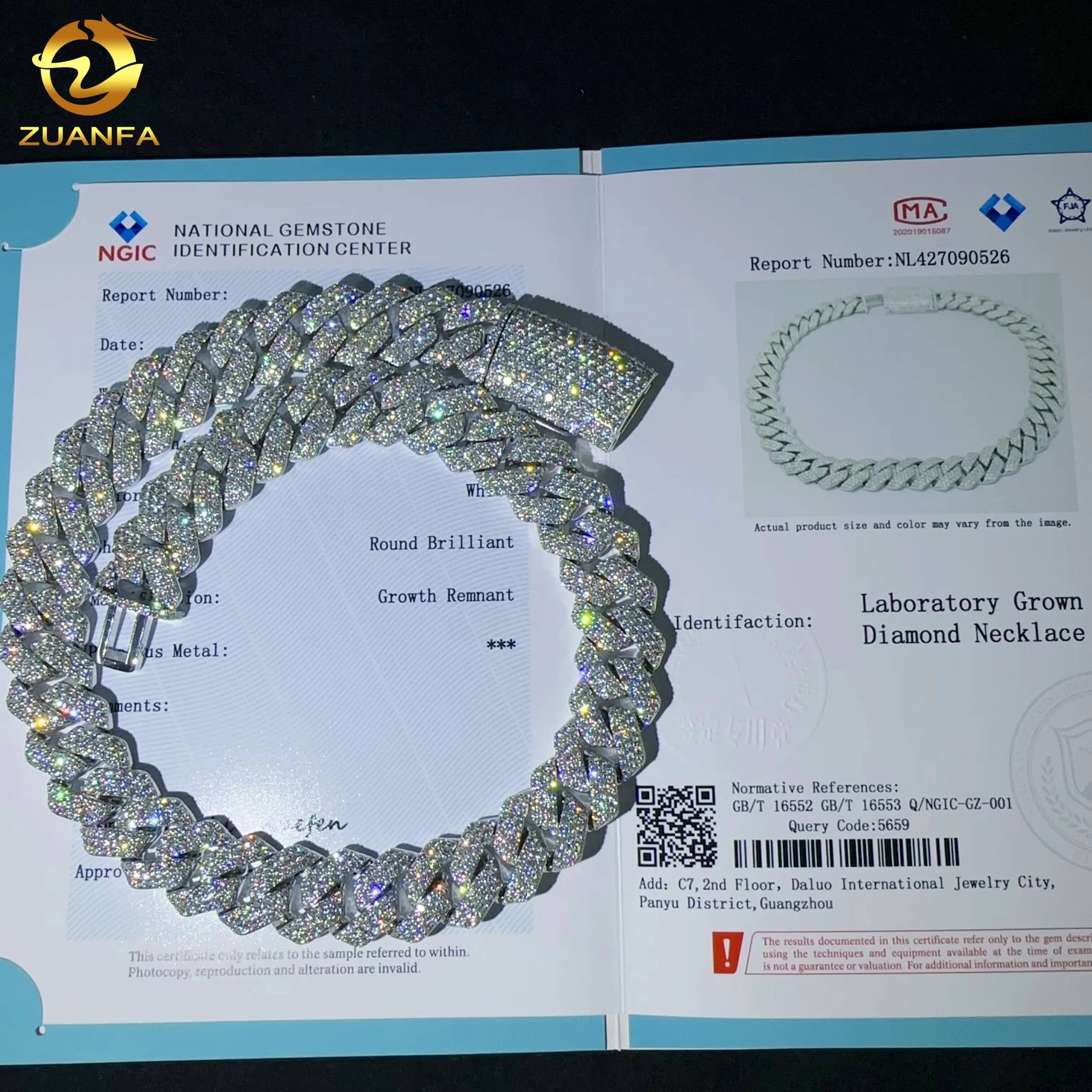 20MM Width Real Lab Diamond HPHT Iced Out Diamond Hip Hop Cuban Link Chain Cuban Bracelet Men