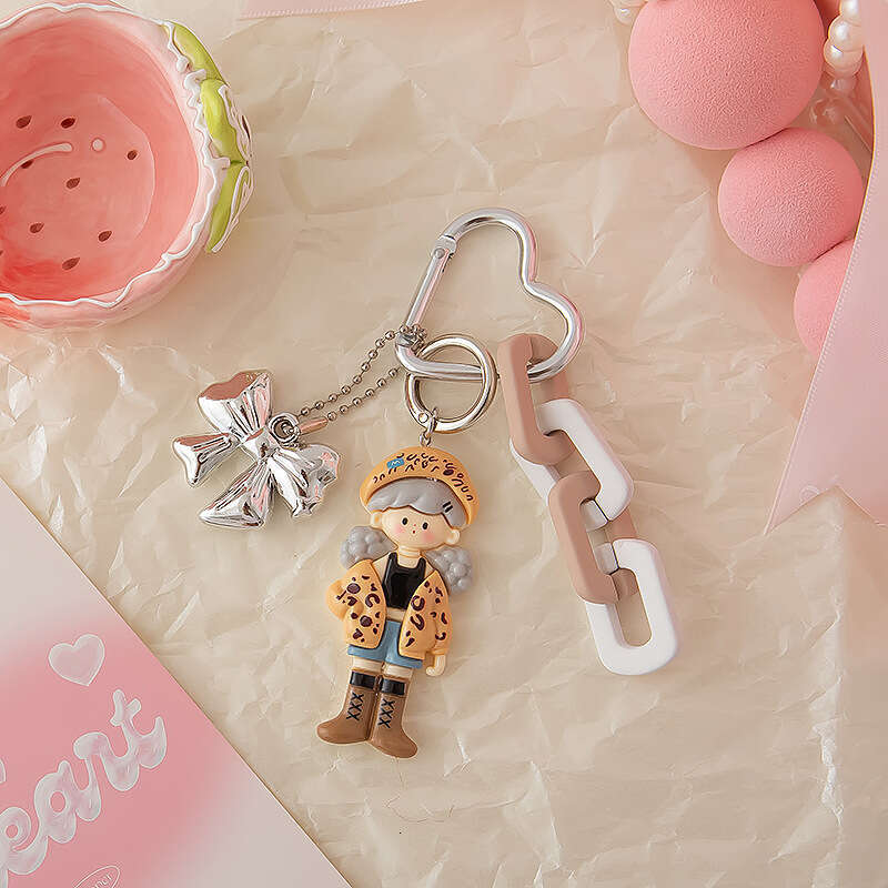Cartoon Popcorn Miu Series Keychain Cute Bag Phone Chain Resin Doll Pendant Colorful Hanging Decoration