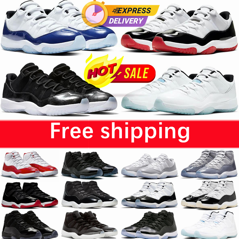 Designer sneakers 11 cherry mid cut basketball shoes for men women 11s high low Cement white Green Snakeskin Bred Rose Gold Space Jam outdoor womens mens trainers