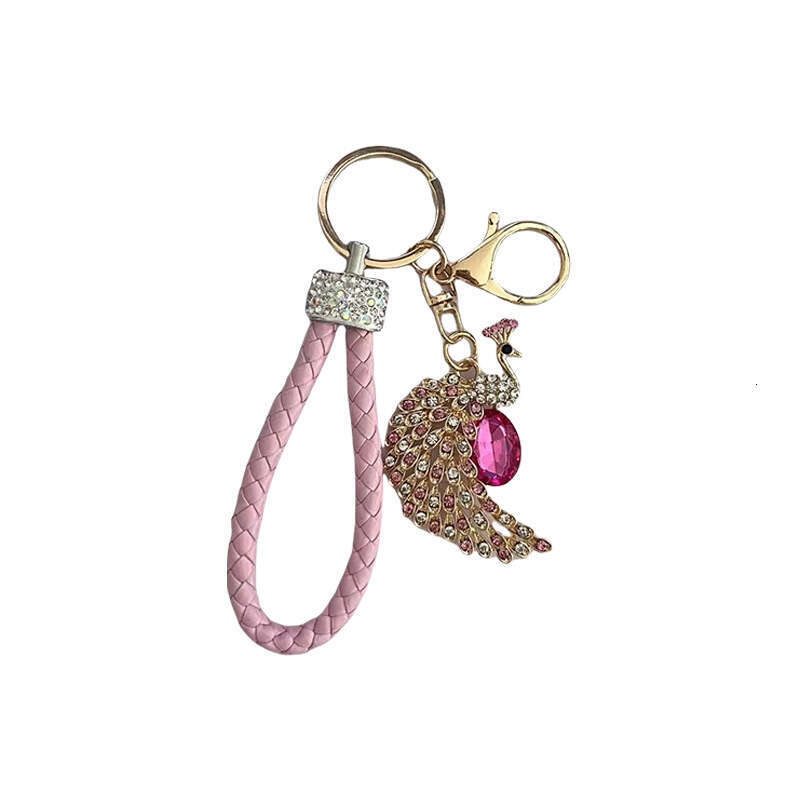 Fashion Diamond-Studded Peacock Korean Style Personalized Creative Alloy Car Keychain Simple Bag Decoration Pendant