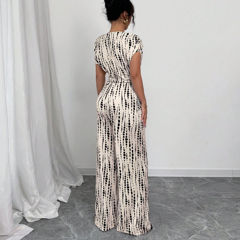 Striped jumpsuit 2025 summer vacation style sloping shoulder strap jumpsuit wide leg pants