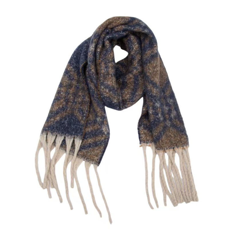 T1339 New Foreign Trade European and American Autumn and Winter Circle Yarn Jacquard Tassel Scarf