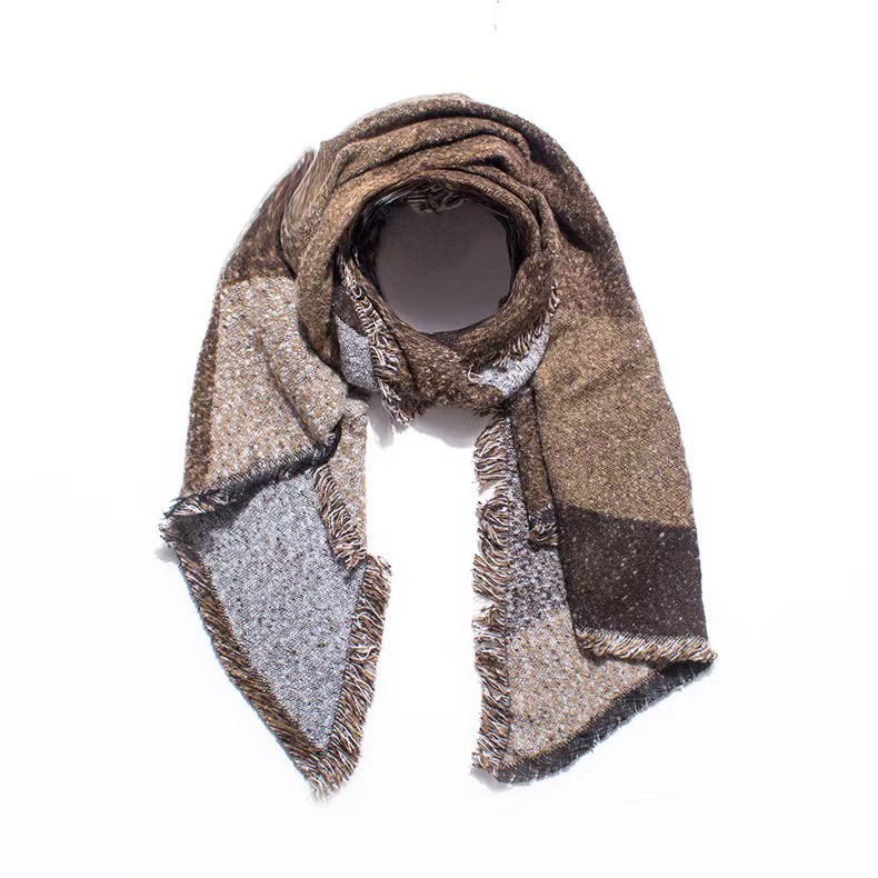 T1341 European and American autumn and winter circle yarn thickened ladies shawl black gray plaid bevel scarf fashion