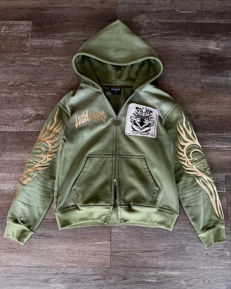 Autumn and Winter Fashion Letter y Patch Zipper Sweater Women Y2K Harajuku Retro Gothic Casual Joker Sports Sweater 250729