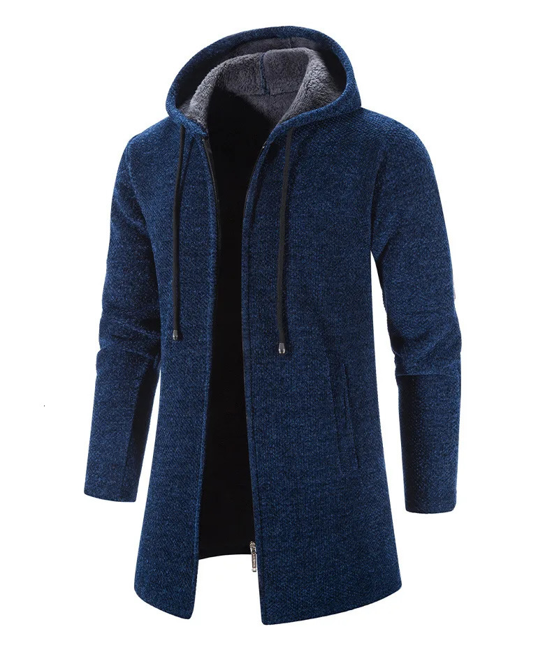 Mens Sweaters Coat Autumn Winter Warm Zipper Medium Long Cardigan Casual Knitwear Sweater Clothing 250729