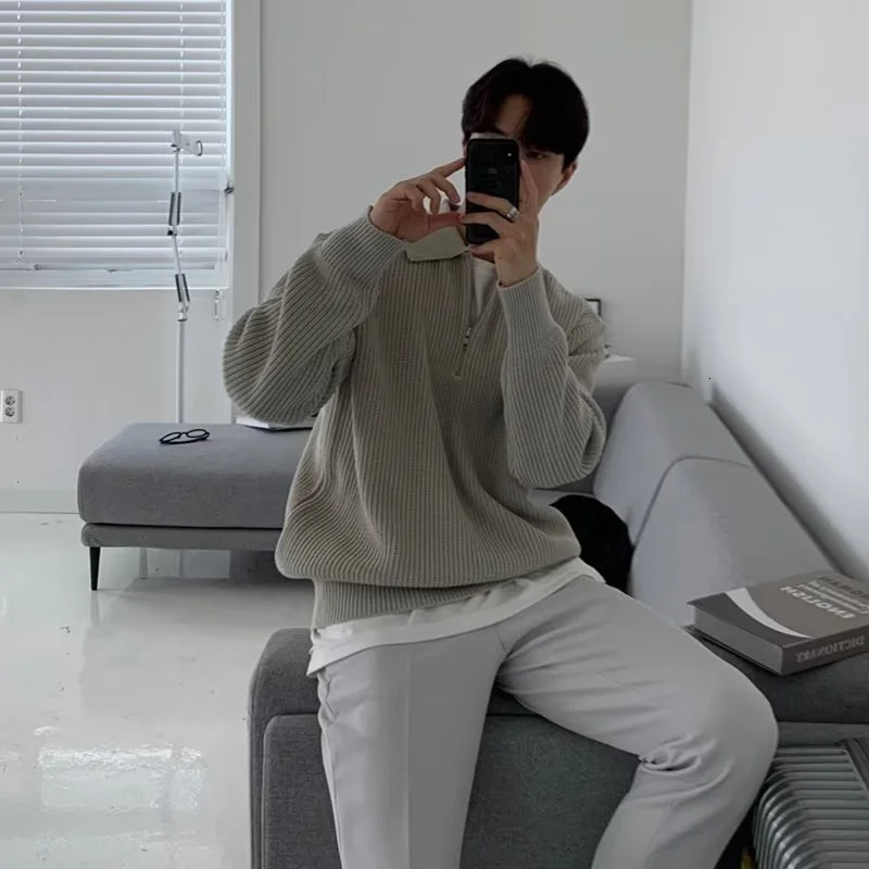 Men Korean Fashion Knitwear Harajuku Knit Sweater Casual Pullovers Jumpers Warm Sweatshirts Vintage Sweaters Winter Clothing 250729
