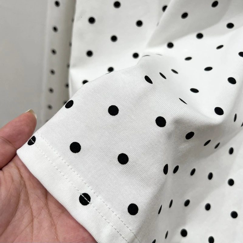 Korean Style Sweet Polka Dot TShirt Womens Casual Long Sleeve ONeck Tees Early Autumn Slim Fit Sexy Tops w250729