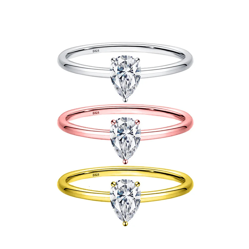 Simple Fine Rea D Color Diamond Ring 925 Sterling Silver Party Wedding Band Rings for Women Engagement Jewelry 250729