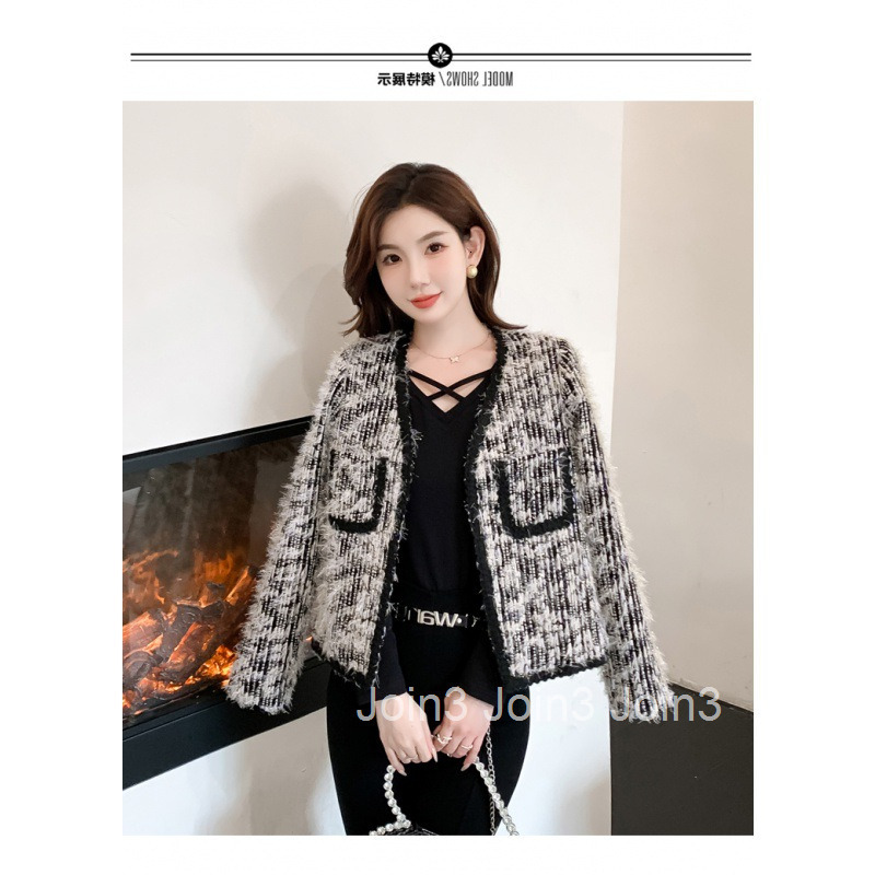 Autumn Winter New French Style Elegant V-Neck Cardigan Short Long Sleeve Coat Womens Design Top Trendy