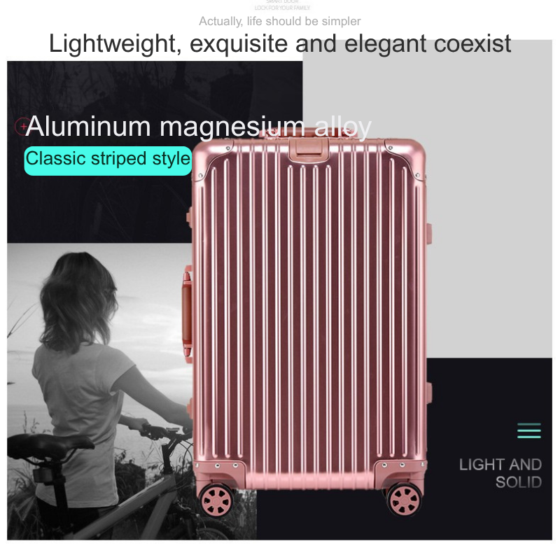 Durable All-Aluminum 20 Inch Carry-On Luggage w/ Strong Lockable Lid & Smooth Rolling Tires
