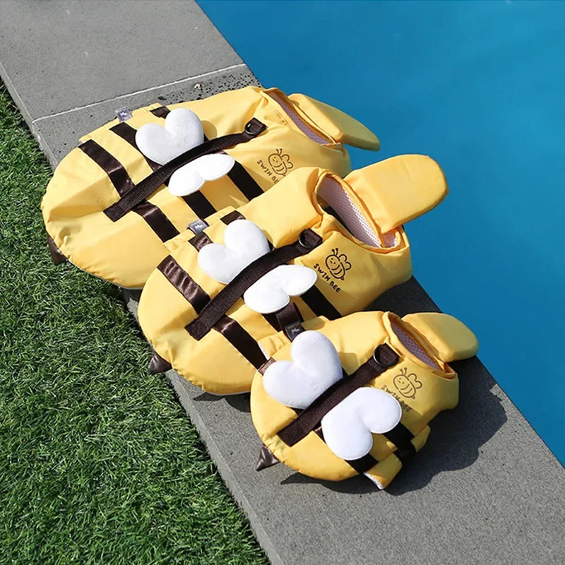 Summer Little Bee Dog Swimsuit Waterproof Puppy Life Jacket Breathable Clothes Harness Swimming Safety for Pet Supplies 250729