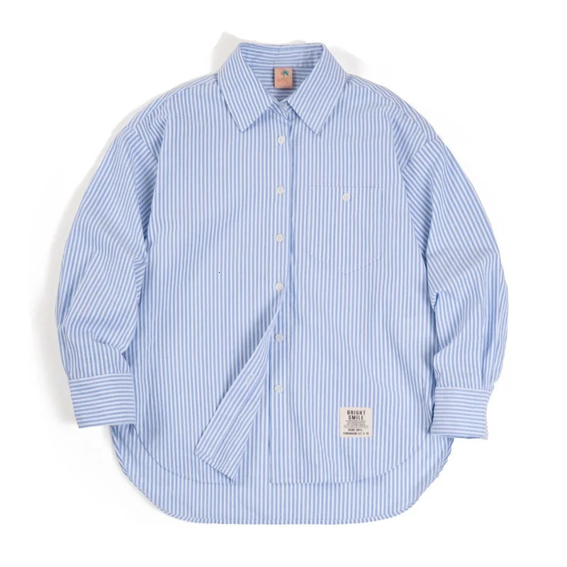 100% Cotton Womens Blue White Striped Shirt and Shorts Sets Loose Casual French Classic Summer Suit Elegant Matching Two Piece Set 250729