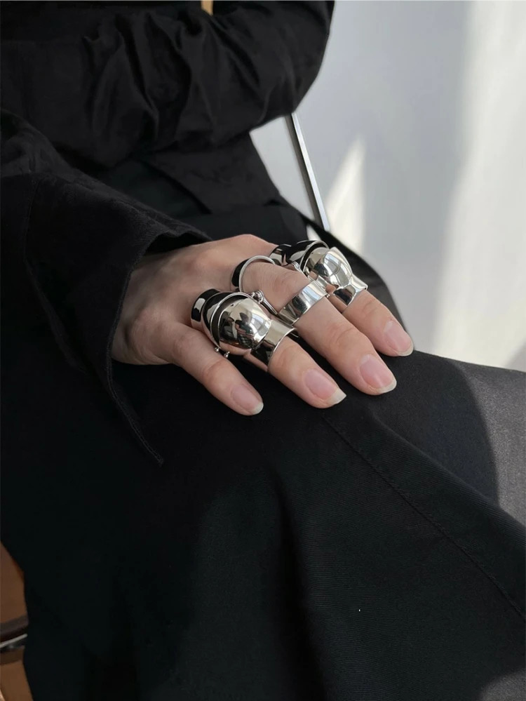 Punk Y2K Trend Ins Armour Ring forefinger joint Charm Ring Rock Adjustable Manual Ring For Men Women Jewelry Gift 250729