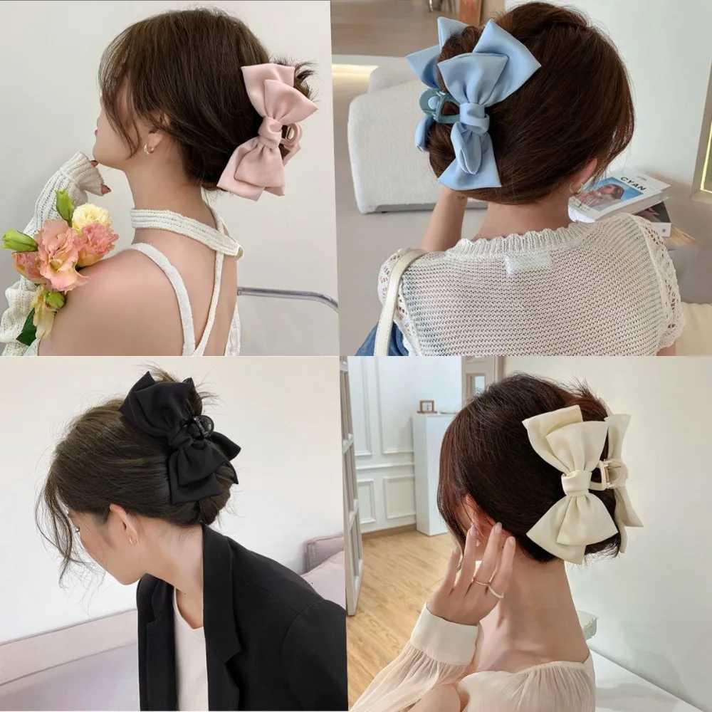 Fashion Women Bow Hairpin Korean Version Of Solid Color Butterfly Satin Hair Clips Girls Hair Accessories Headwear Z250729