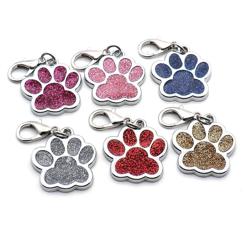 Wholesale 100 Pcs Paw ID Dog Tag Pendants Pet Dog Accessories Dog ID Tags Puppy Pet Card Pet Collar Pendant For Pet Dog Supplies 250729