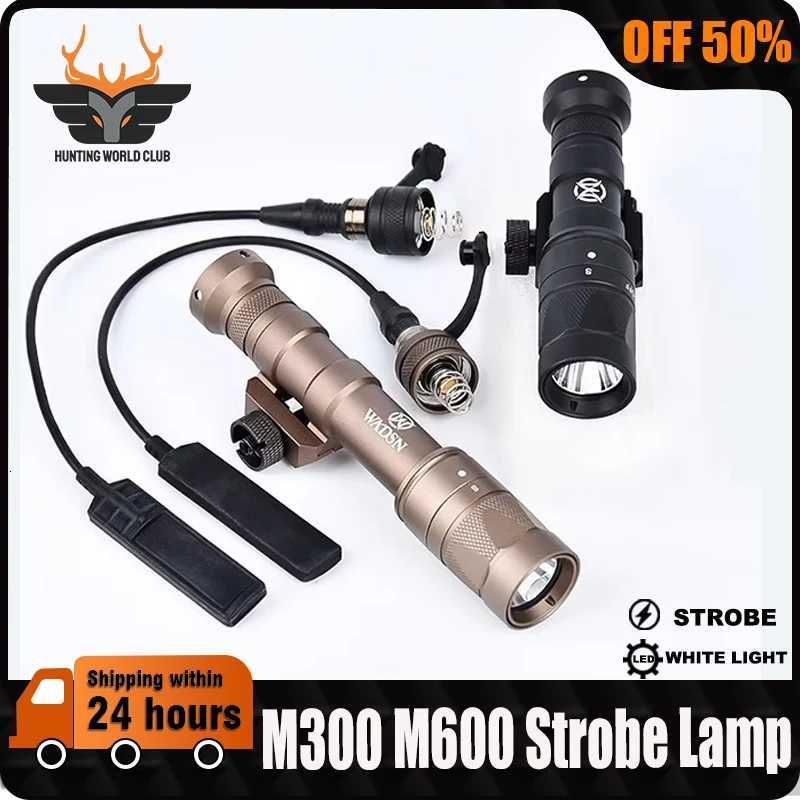 WADSN M600 M300 M600W M300W Tactical Strobe Flashlight Scout Light LED Hunting Rifle Weapon Accessories Fits 20mm Picatinny RailXJ250728