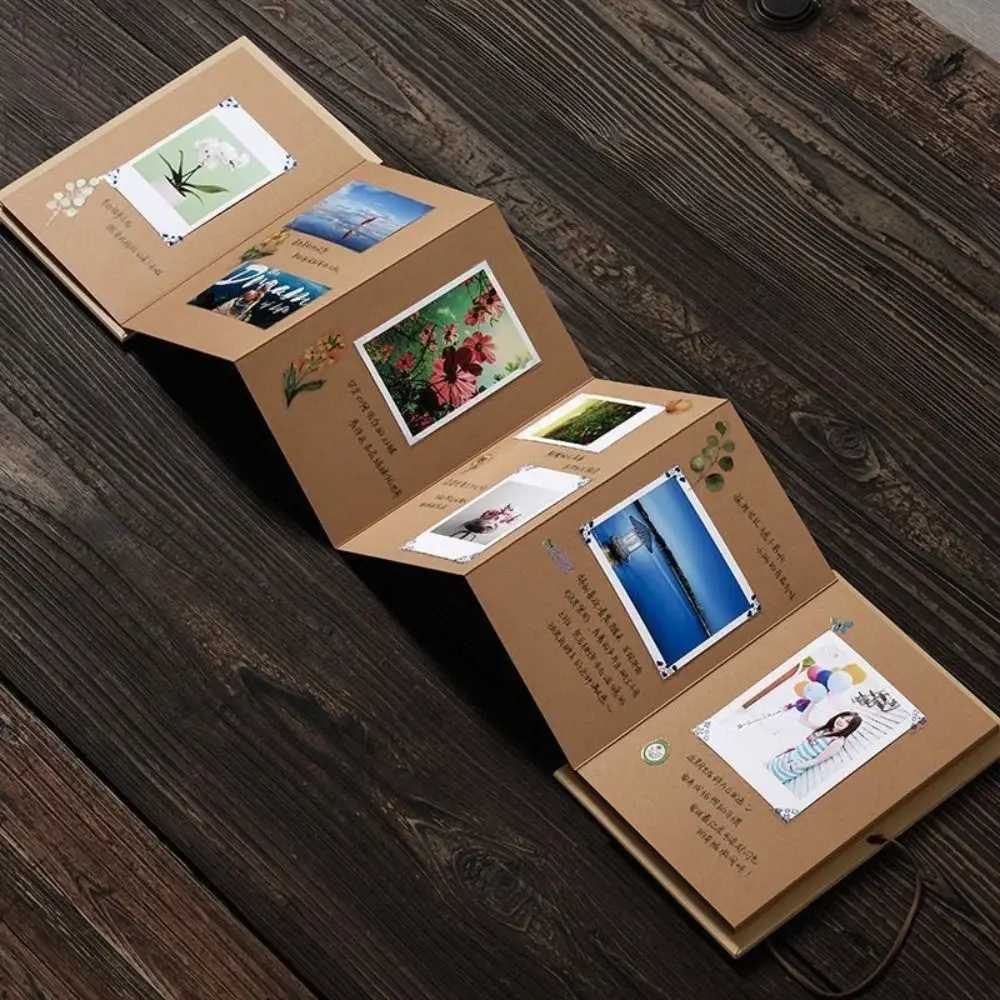 10 Page DIY Surprise Gift Couple Folding Accordion Photo Album Gift Photocard Handcrafts Surprised Photo Book Kraft Paper Z250729