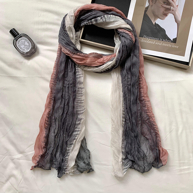 K1521 Scarf women's winter high-end 2025 new style warm cold-proof neck scarf all-match solid color wrinkled scarf shawl wholesale