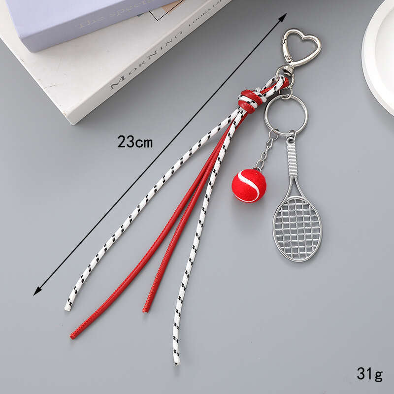 New Miu Series Bag Tennis Leather Rope Keychain Pendant DIY Phone Charm Accessories Ornaments
