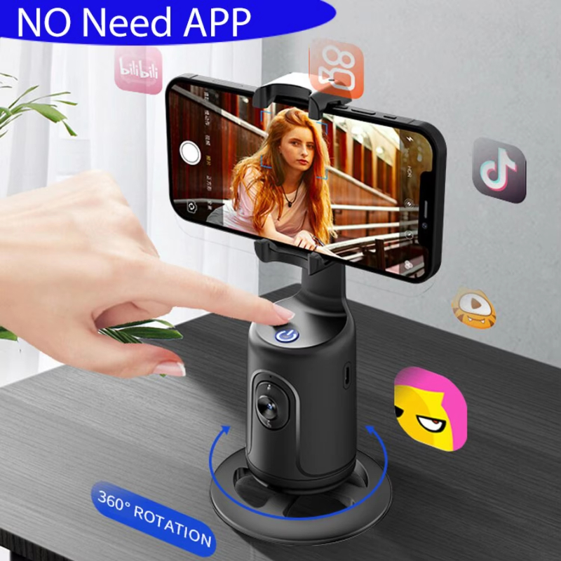 AI Gimbal Tripod Auto Face Tracking 360 Rotating Stand with Remote and Gesture Control Rechargeable Smart for Vlog Cell Phone Photo Video Live Intelli