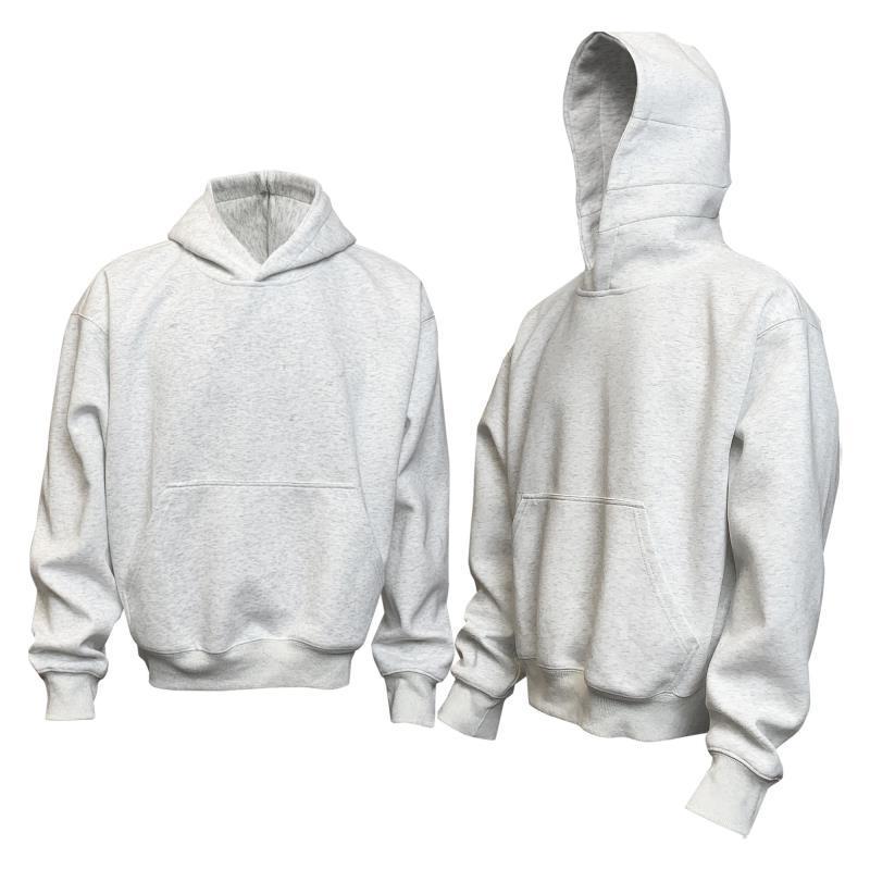 Auticup Spring American Casual Box Cut Hooded Sweatshirt Unisex Loose Solid Color Multi-purpose