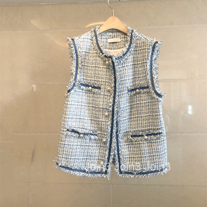 Autumn and Winter New Fashion Coarse Flower Woolen Cloth Vest with Sweetheart Coat for Womens Loose Tassels