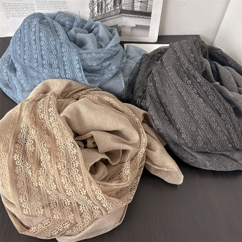 K1513 Spring and Autumn Silk Scarf Women Korean Style Artistic Gauze Scarf Sunscreen Summer All-match Small Square Towel Solid Color Chiffon Scarf Squ