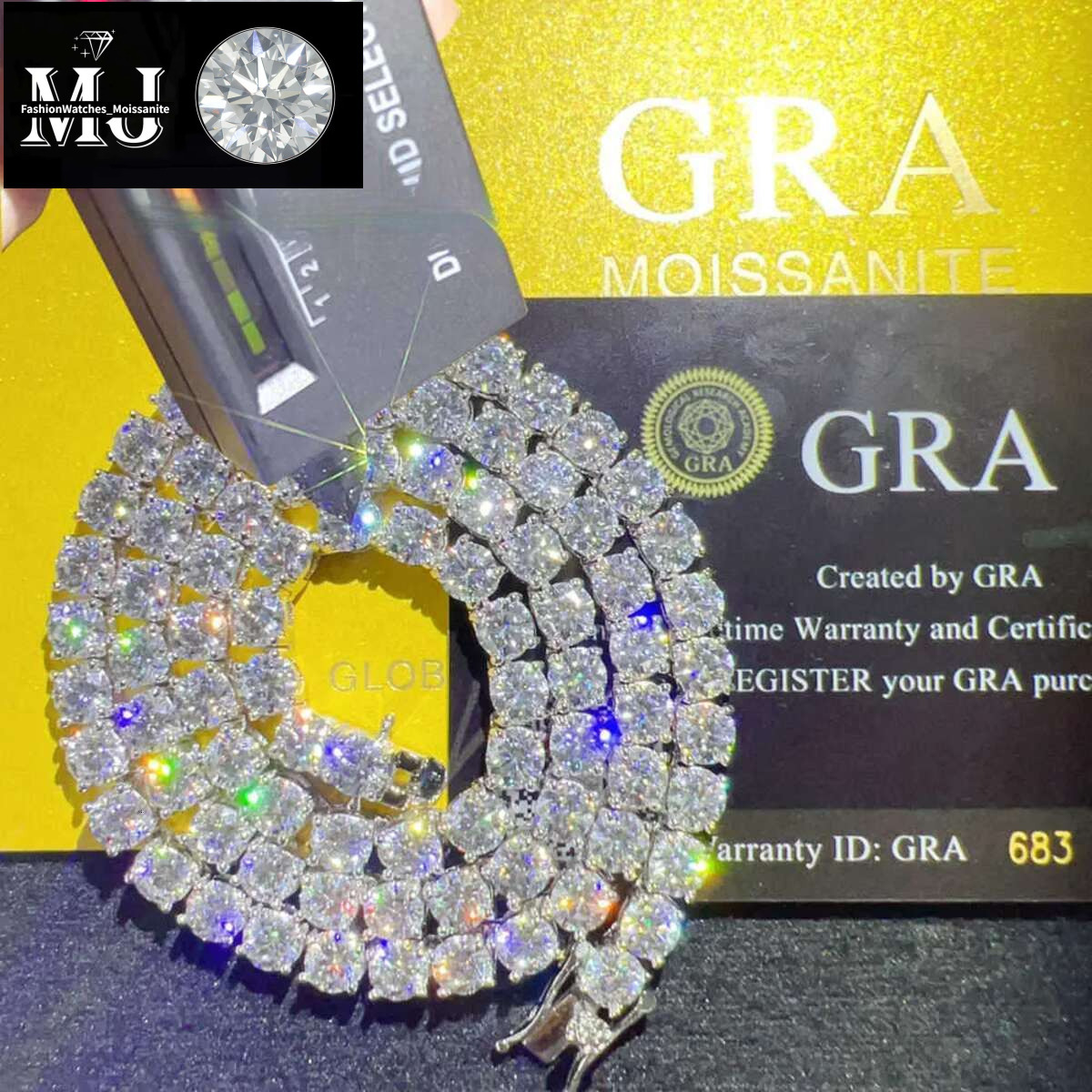 Fine jewelry sterg sier vvs moissanite necklace dia mossanite tennis chain