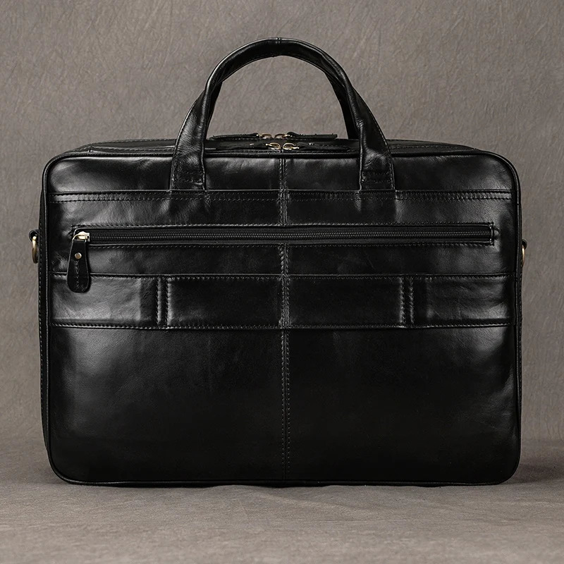 Genuine Leather Briefcase For Man Large Capacity Computer Bag Cow Leather Messenger Bag Handbag For Male Black Business Bags 250724
