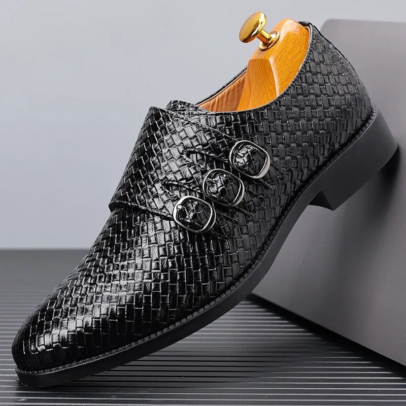 Knit Mens Leather Shoes Formal Business Dress Shoes for Men Classic Casual Formal Shoes Derby Party Oxford Men Footwear 250724