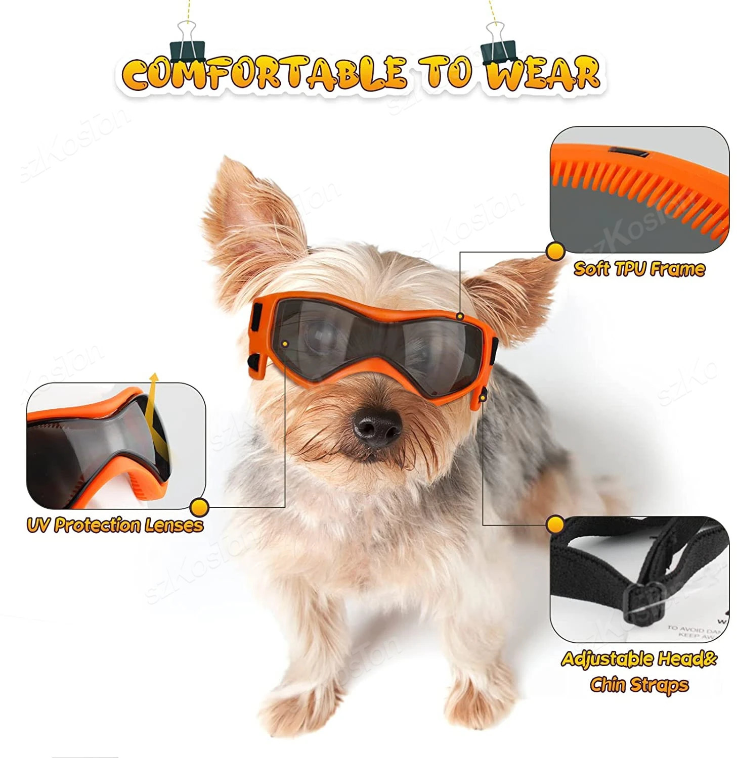 Dog Goggles Medium Small Breed Sunglasses for Adjustable UV Protection Eyewear Dogs Outdoor Riding Driving 250729